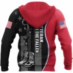 US Veteran Honor The Fallen Black And Red All Over Print Hoodie Back