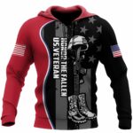 US Veteran Honor The Fallen Black And Red All Over Print Hoodie Front