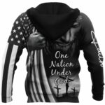 US Veteran One Nation Under God Black Pattern All Over Print Hoodie Back