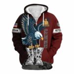 US Veterans Eagle Flag Black And Red Patter All Over Print Hoodie Front