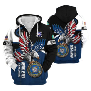 Us veterans eagle flag coast guard all over print hoodie