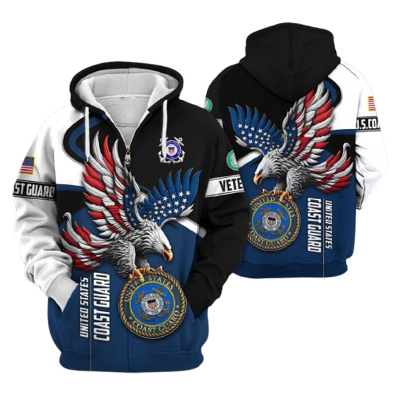 Us Veterans Eagle Flag Coast Guard All Over Print Hoodie