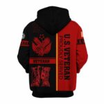 US Veterans Proudly Served Black And Red Patter All Over Print Hoodie Back