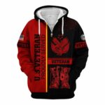 US Veterans Proudly Served Black And Red Patter All Over Print Hoodie Front