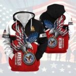 Us veterans the eagle and flag all over print hoodies