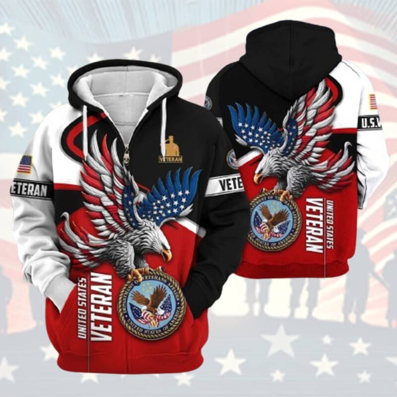 Us Veterans The Eagle And Flag All Over Print Hoodies