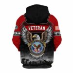 US Veterans The Eagle Hug US Veteran Logo Black And Red Pattern All Over Print Hoodie Back