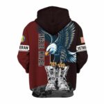 US Veterans Vietnam Veteran Eagle Flag Black And Red Patter All Over Print Hoodie Back