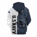 Veteran American Military USN US Navy Veteran All Over Print Hoodie Back