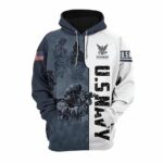 Veteran American Military USN US Navy Veteran All Over Print Hoodie Front