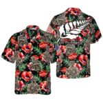 Veteran Less We Forget Floral Pattern Hawaiian Shirt