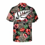 Veteran Less We Forget Floral Pattern Hawaiian Shirt Back