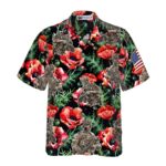 Veteran Less We Forget Floral Pattern Hawaiian Shirt Front 1