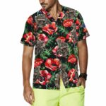 Veteran Less We Forget Floral Pattern Hawaiian Shirt Front 2