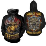 Veteran Man Of God Husband Dad Marine Bull Dog All Over Print Hoodie