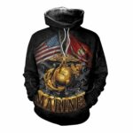 Veteran Man Of God Husband Dad Marine Bull Dog All Over Print Hoodie Front