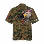 Veteran Proud US Marine Camouflage Hawaiian Shirt Front