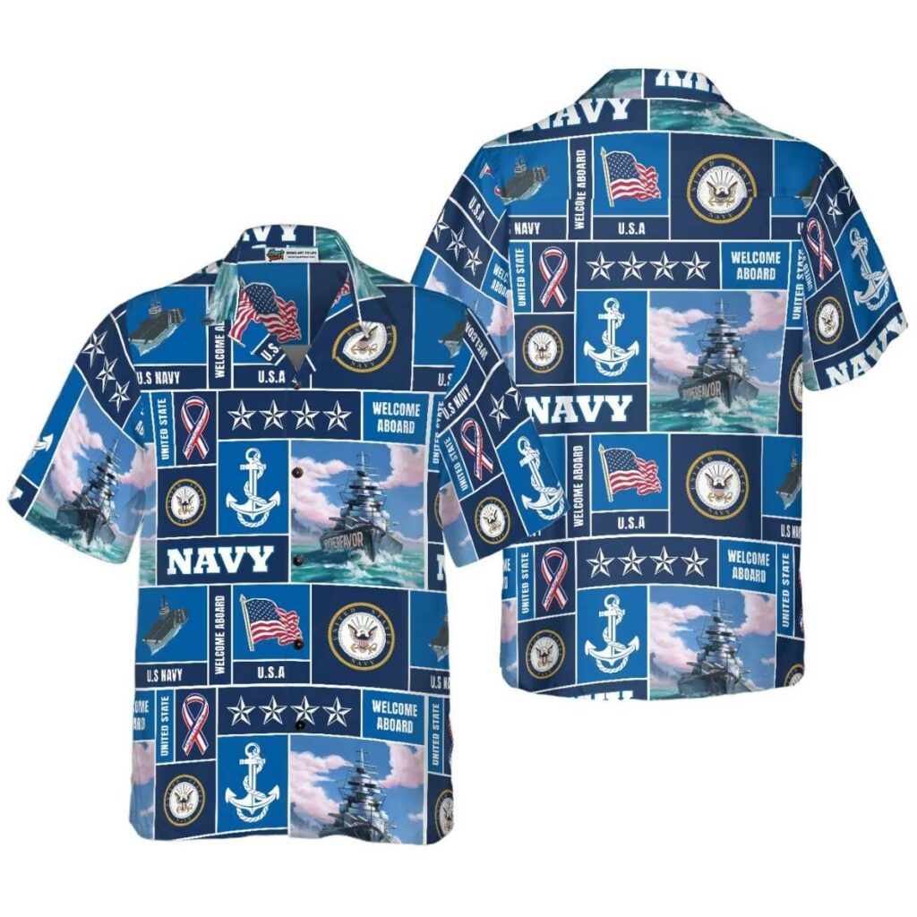 Veteran Soldier Us Navy Welcome To Aboard Us Armed Forces Hawaiian Shirt