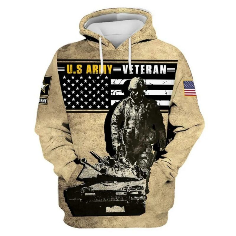 Veteran Us Army Veteran Soldier And Tank All Over Print Hoodie