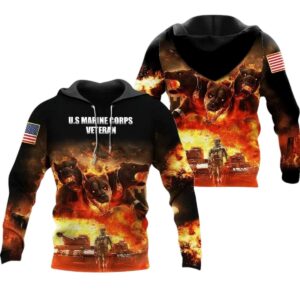 Veteran US Marine Corps Veteran Devil Dog Tank Solder All Over Print Hoodie