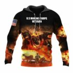 Veteran US Marine Corps Veteran Devil Dog Tank Solder All Over Print Hoodie Front