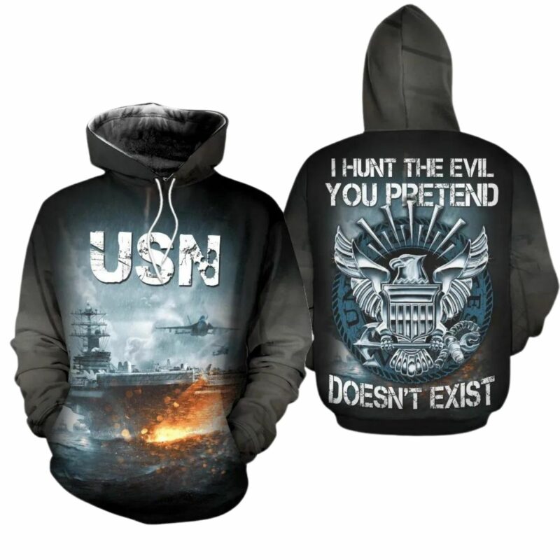 Veteran Usn Hunt The Evil You Pretend Not Exist All Over Print Hoodie