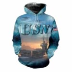 Veteran USN Navy Honor Courage All Over Print Hoodie Front