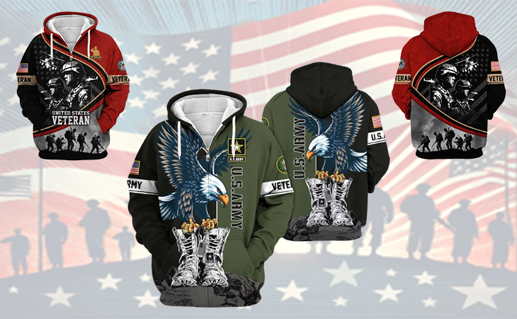 Veterans day all over print hoodie image