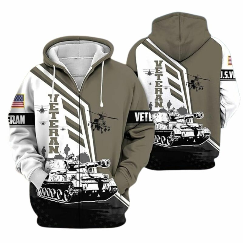 Veterans Day Us Flag Armed Forces Day White And Brown Pattern All Over Print Hoodie