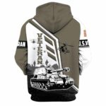 Veterans Day US Flag Armed Forces Day White And Brown Pattern All Over Print Hoodie Back 1