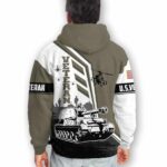 Veterans Day US Flag Armed Forces Day White And Brown Pattern All Over Print Hoodie Back