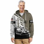 Veterans Day US Flag Armed Forces Day White And Brown Pattern All Over Print Hoodie Front