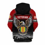 Vietnam Veterans The Eagle Hug US Veteran Logo Black And Red Pattern All Over Print Hoodie Back