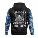 Vintage Proud Cousin Us Navy Flag And Camo Pattern All Over Print Hoodie Back