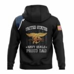 Vintage Us Navy Seals Proud Dad Flag Eagle Black Pattern All Over Print Hoodie Back