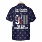 We Will Never Forget Patriot Day American Flag 911 Memorial Hawaiian Shirt Back